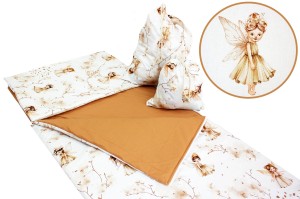 ŚPIWOREK DLA DZIECKA PRZEDSZKOLAKA 70x125 cm / 75x140 cm WRÓŻKA BEŻ + CYNAMON