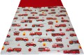 ŚPIWOREK DLA DZIECKA PRZEDSZKOLAKA 70x125 cm / 75x140 cm WOZY STRAŻACKIE POPIEL + CZERWONY