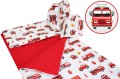 ŚPIWOREK DLA DZIECKA PRZEDSZKOLAKA 70x125 cm / 75x140 cm WOZY STRAŻACKIE BIAŁE + CZERWONY
