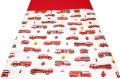 ŚPIWOREK DLA DZIECKA PRZEDSZKOLAKA 70x125 cm / 75x140 cm WOZY STRAŻACKIE BIAŁE + CZERWONY