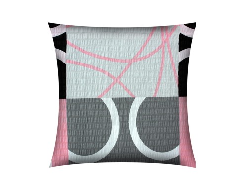 POSZEWKA NA PODUSZKĘ JASIEK 40x40cm 100% BAWEŁNA KORA | CZARNO-RÓŻOWE KÓŁKA