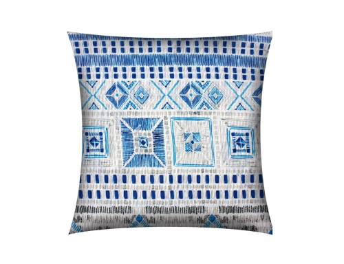 POSZEWKA NA PODUSZKĘ JASIEK 40x40cm 100% BAWEŁNA KORA | NIEBIESKIE KWADRATY