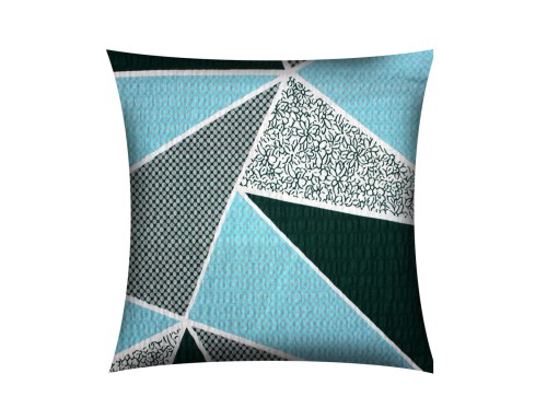 POSZEWKA NA PODUSZKĘ JASIEK 40x40cm 100% BAWEŁNA KORA | TRÓJKĄTY TURKUSOWE