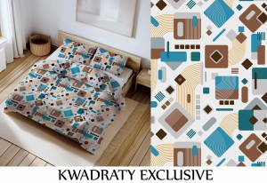 Pościel 100% BAWEŁNA Renforce | 160x200cm (poszwa) + 2x 70x80cm (poszewki) | Wykończenie satynowe | KWADRATY EXCLUSIVE POPIEL