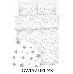 Pościel 100% BAWEŁNA Renforce | 160x200cm (poszwa) + 2x 70x80cm (poszewki) | Wykończenie satynowe | GWIAZDECZKI