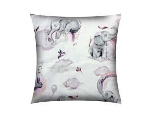 POSZEWKA NA PODUSZKĘ 40x40 JASIEK DLA DZIECI | 100% BAWEŁNA Renforce | Wykończenie satynowe | SŁOŃ Z TĘCZĄ RÓŻOWY