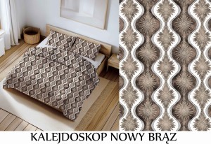 Pościel 100% BAWEŁNA Renforce | 140x200cm (poszwa) + 1x 70x80cm (poszewka) | Wykończenie satynowe | KALEJDOSKOP NOWY BRĄZ