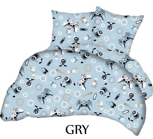 Pościel 100% BAWEŁNA Renforce | 140x200cm (poszwa) + 1x 70x80cm (poszewka) | Wykończenie satynowe | GRY