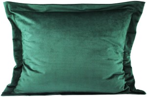 POSZEWKA DEKORACYJNA VELVET/WELUR Z RAMKĄ | 30x50cm | ZAPIĘCIE KOPERTOWE | ZIELEŃ BUTELKOWA