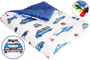 Kocyk dla dzieci i niemowląt MINKY 80x100 POLICJA - MINKY GRANAT