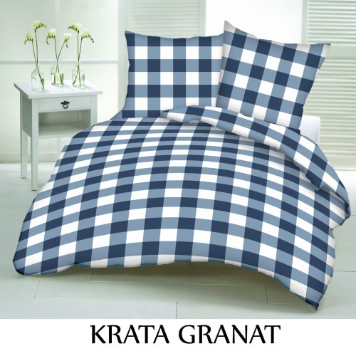 Pościel hotelowa 100% Bawełna Renforce Wykończenie Satynowe | KRATA GRANAT