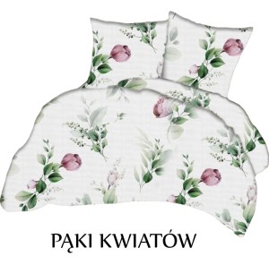 Pościel hotelowa 100% Bawełna Renforce Wykończenie Satynowe | PĄKI KWIATÓW