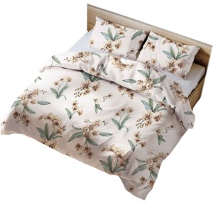 Pościel 100% BAWEŁNA Renforce | 160x200cm (poszwa) + 2x 70x80cm (poszewki) | Wykończenie satynowe | STORCZYK Z NAPISAMI ECRU