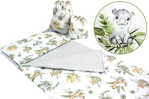 ŚPIWOREK DLA DZIECKA PRZEDSZKOLAKA 70x125 cm / 75x140 cm SAFARI + JASNY POPIEL