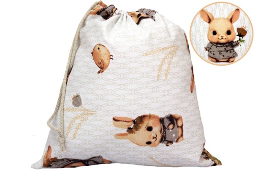 WOREK NA BUTY KAPCIE STRÓJ GIMNASTYCZNY 32x38cm DO SZKOŁY I PRZEDSZKOLA | KRÓLICZKI