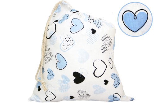 WOREK NA BUTY KAPCIE STRÓJ GIMNASTYCZNY 32x38cm DO SZKOŁY I PRZEDSZKOLA | NIEBIESKIE SERCA