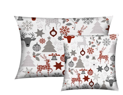 POSZEWKA ŚWIĄTECZNA NA PODUSZKĘ JASIEK 30x50cm 40x40cm 40x60cm 45x45cm 50x50cm 100% BAWEŁNA RENFORCE WYKOŃCZENIE SATYNOWE | RENIFERY RÓŻNE