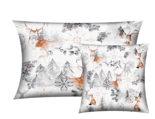 POSZEWKA ŚWIĄTECZNA NA PODUSZKĘ JASIEK 30x50cm 40x40cm 40x60cm 45x45cm 50x50cm 100% BAWEŁNA RENFORCE WYKOŃCZENIE SATYNOWE | ZIMA SZARA