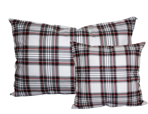 POSZEWKA ŚWIĄTECZNA NA PODUSZKĘ JASIEK 30x50cm 40x40cm 40x60cm 45x45cm 50x50cm 100% BAWEŁNA RENFORCE WYKOŃCZENIE SATYNOWE | KRATA SZKOCKA POPIEL