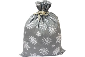 Worek na prezenty ŚWIĄTECZNE MIKOŁAJA TORBA PREZENTOWA | Duże gwiazdki na szarym