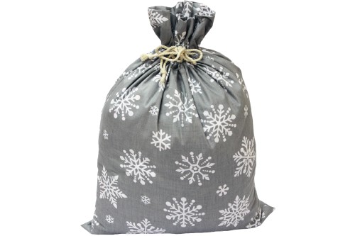 Worek na prezenty ŚWIĄTECZNE MIKOŁAJA TORBA PREZENTOWA | Duże gwiazdki na szarym