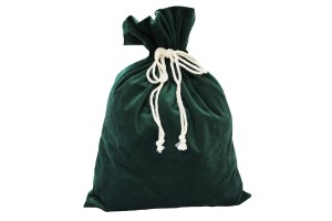 Worek na prezenty ŚWIĄTECZNE MIKOŁAJA TORBA PREZENTOWA 30x40cm | WELWET BUTELKOWA ZIELEŃ