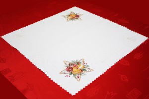 BIEŻNIK ŚWIĄTECZNY NA STÓŁ I ŁAWĘ 75x75cm BOŻE NARODZENIE NAKŁADKA SŁOMKA