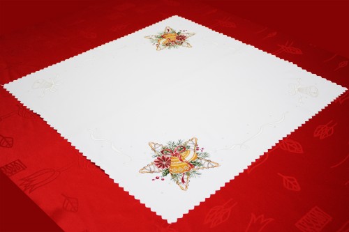 BIEŻNIK ŚWIĄTECZNY NA STÓŁ I ŁAWĘ 75x75cm BOŻE NARODZENIE NAKŁADKA SŁOMKA