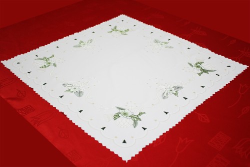 BIEŻNIK ŚWIĄTECZNY NA STÓŁ I ŁAWĘ 75x75cm BOŻE NARODZENIE NAKŁADKA BOMBKA