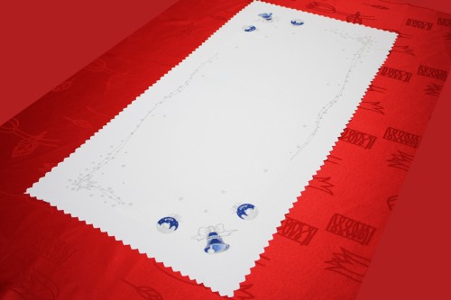 BIEŻNIK ŚWIĄTECZNY NA STÓŁ I ŁAWĘ 50x100cm BOŻE NARODZENIE GRANATOWA FINLANDIA PROSTOKĄT