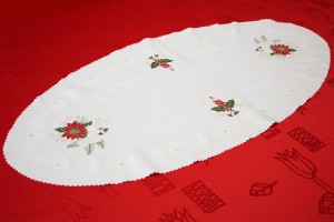 BIEŻNIK ŚWIĄTECZNY NA STÓŁ I ŁAWĘ 50x100cm BOŻE NARODZENIE GWIAZDA BETLEJEMSKA OWAL