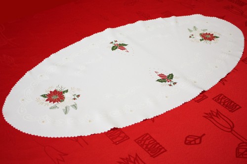 BIEŻNIK ŚWIĄTECZNY NA STÓŁ I ŁAWĘ 50x100cm BOŻE NARODZENIE GWIAZDA BETLEJEMSKA OWAL