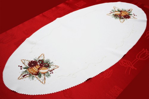 BIEŻNIK ŚWIĄTECZNY NA STÓŁ I ŁAWĘ 50x100cm BOŻE NARODZENIE SŁOMKA OWAL