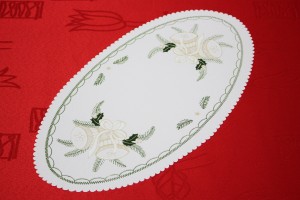 Serwetka świąteczna z nadrukiem Boże Narodzenie 25x45cm OWALIK DZWONEK PODWÓJNY