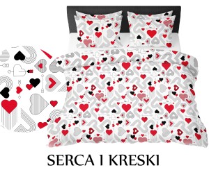 Pościel hotelowa 100% Bawełna Kora | SERCA I KRESKI