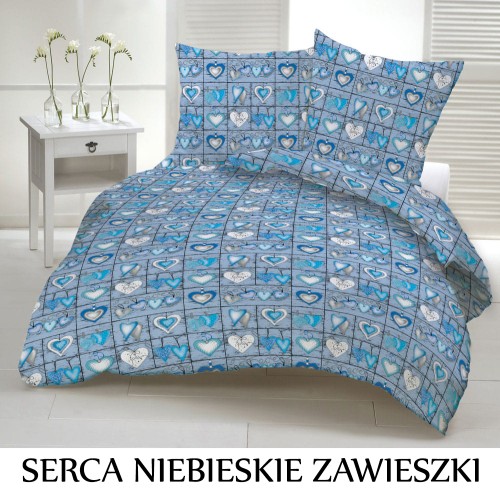 Pościel hotelowa 100% Bawełna Kora | SERCA NIEBIESKIE ZAWIESZKI .jpg