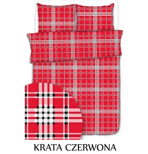 Pościel hotelowa 100% Bawełna Renforce Wykończenie Satynowe | KRATA CZERWONA