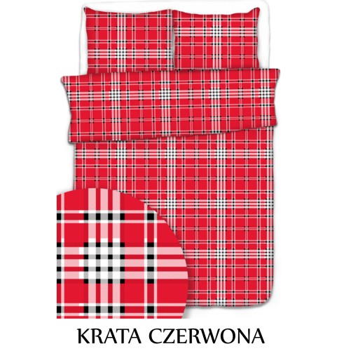Pościel hotelowa 100% Bawełna Renforce Wykończenie Satynowe | KRATA CZERWONA.jpg