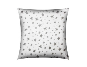 POSZEWKA NA PODUSZKĘ JASIEK 40x40cm 100% BAWEŁNA Renforce | Wykończenie satynowe | GWIAZDKI SZARE NA BIAŁYM