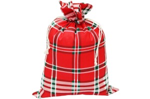 Worek na prezenty ŚWIĄTECZNE MIKOŁAJA TORBA PREZENTOWA | Krata czerwona