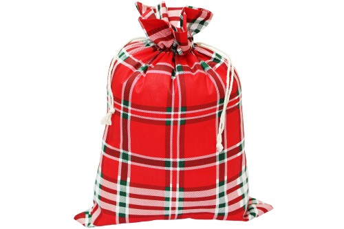 Worek na prezenty ŚWIĄTECZNE MIKOŁAJA TORBA PREZENTOWA | Krata czerwona