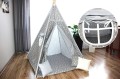 Namiot dla dzieci TIPI WIGWAM + 3 PODUSZKI L2 - BIAŁE GWIAZDKI + SZARY