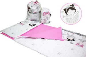 ŚPIWOREK DLA DZIECKA PRZEDSZKOLAKA 70x125cm / 75x140cm BALETNICE + RÓŻ