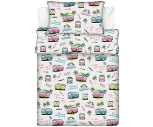 Pościel 100% BAWEŁNA Renforce DLA DZIECI | 135x100cm (poszwa) + 1x 40x60cm (poszewka) | Do łóżeczka, przedszkola, żłobka | Wykończenie satynowe | OGÓRKI