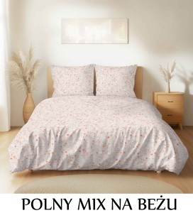 Pościel hotelowa 100% Bawełna Renforce Wykończenie Satynowe | POLNY MIX NA BEŻU