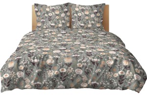 Pościel 100% BAWEŁNA Renforce | 160x200cm (poszwa) + 2x 70x80cm (poszewki) | Wykończenie satynowe | KWIATOWY OGRÓD  NA ZIELENI