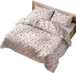Pościel 100% BAWEŁNA Renforce | 160x200cm (poszwa) + 2x 70x80cm (poszewki) | Wykończenie satynowe | MARGARETKI CZERWONE