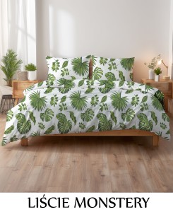 Pościel hotelowa 100% Bawełna Renforce Wykończenie Satynowe | LIŚCIE MONSTERY