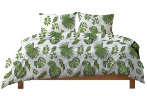 Pościel 100% BAWEŁNA Renforce | 160x200cm (poszwa) + 2x 70x80cm (poszewki) | Wykończenie satynowe | LIŚCIE MONSTERY