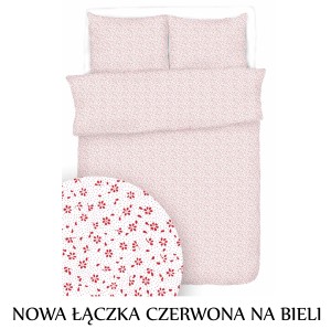 Pościel hotelowa 100% Bawełna Kora | NOWA ŁĄCZKA CZERWONA NA BIELI